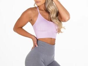 NVGTN Seamless Flourish Strappy Sports Bra Crop Top Lavender S  lightweight